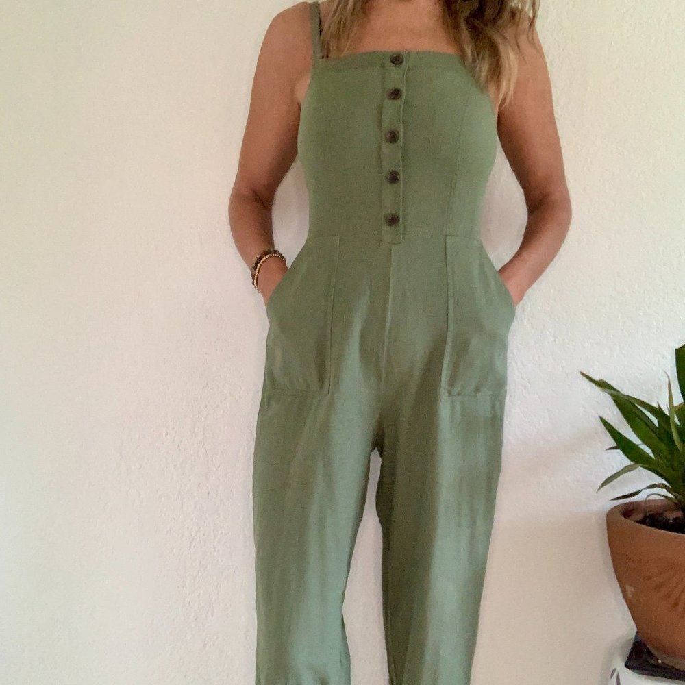 Green Crop Jumpsuit
